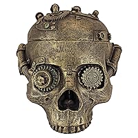 Design Toscano CL6067 Steampunk Skull Containment Vessel Gothic Stash Box Statue, Antique Brass