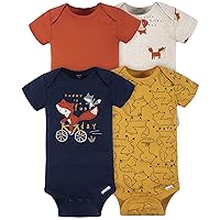 Gerber Baby-Boys 4-Pack Short Sleeve Onesies Bodysuits