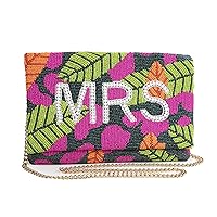 MRS Clutch Purse for Wedding Da Beaded Tropical Clutch Purse for Bachelorette Party Tropical Bridal Purse, Bridal Shower Gifts for Future Mrs and Bride To Be