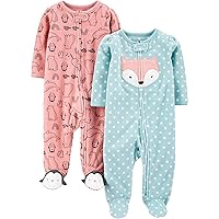 Baby Girls' Fleece Footed Sleep and Play, Pack of 2