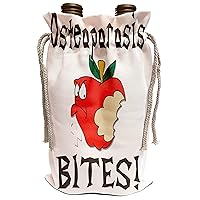 3dRose Blonde Designs Cause Awareness Designs Bites - Funny Awareness Support Cause Osteoporosis Mean Apple - Wine Bag (wbg_120581_1)