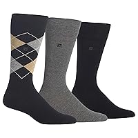 Chaps Men's Soft Argyle Dress Crew Socks-3 Pair Pack-Reinforced Heel and Toe
