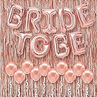 KatchOn, Rose Gold Fringe Curtain With Rose Gold Bride To Be Balloons Set - 16 Inch, Pack of 21 | Rose Gold Latex Balloons, Rose Gold Backdrop, Bachelorette Party Decorations | Bride To Be Decorations