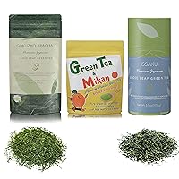 Issaku, Gokuzyo Aracha and Powder Green Tea with Mikan orange from Japanese Green Tea Co – Great healthy Option - Non-GMO - Ideal for Tea Lovers