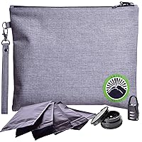 Smell Proof Bag with Lock, Dog-Tested Odor Proof Stash Bag, Scent Proof Containers for Herbs/Coffee, Money Organizer & Travel Medicine Bag, Smell Proof Pouch with Zipper & 5 Sealed Baggies