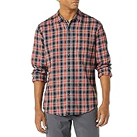Amazon Essentials Men's Long-Sleeve Flannel Shirt (Available in Big & Tall), Black Orange Plaid, Medium