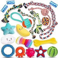 Zeaxuie 20 Pack Luxury Puppy Toys for Teething, Cute Small Dog Toys with Rubber Puppy Chew Toys, Treat Ball, Ropes and Plush Squeaky Dog Toys