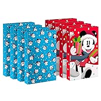 Hallmark Disney Medium Christmas Gift Boxes with Lids (8 Shirt Boxes, Mickey Mouse) for Kids, Grandchildren, Nieces, Nephews, Classmates, Disney Fans