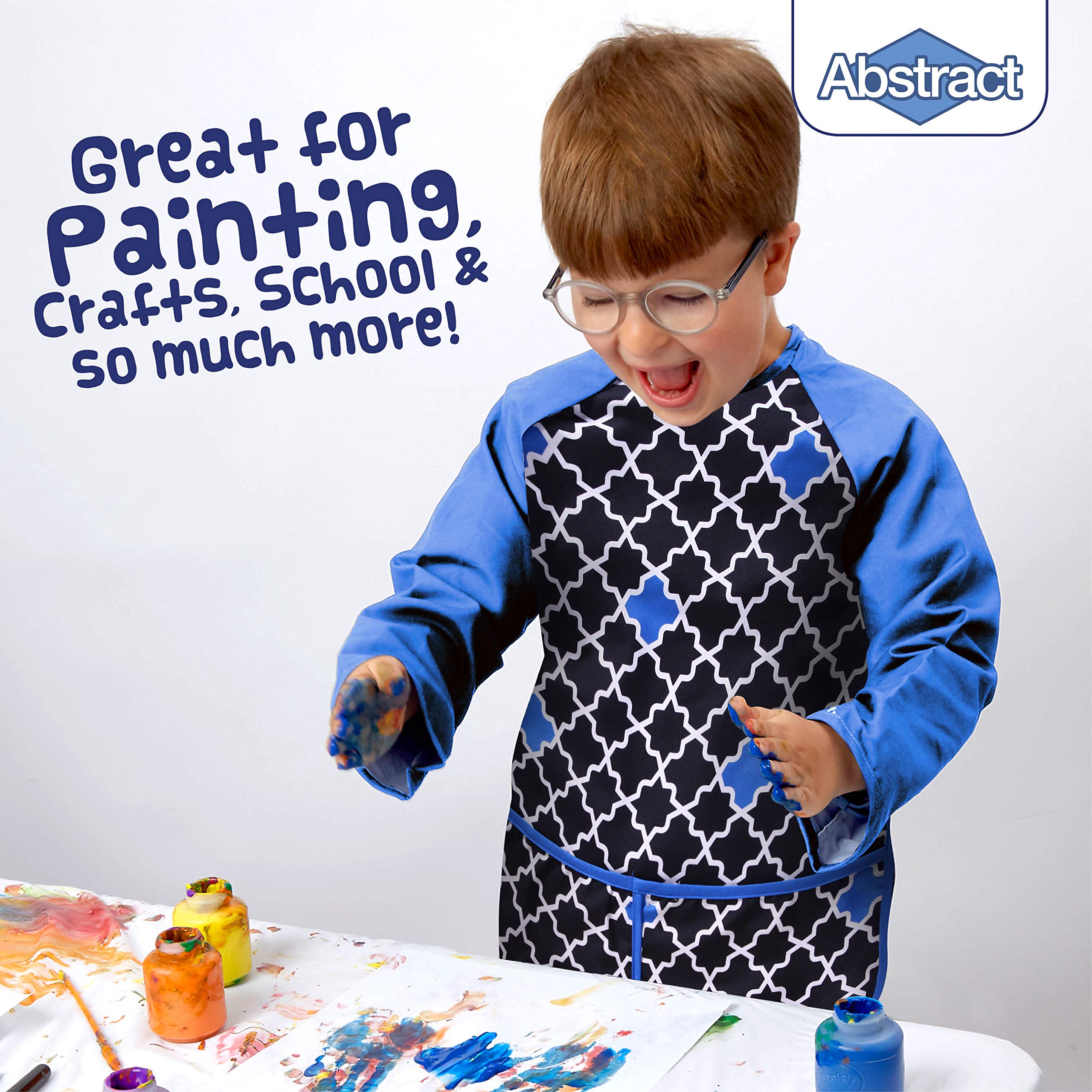 Kids Art Smock Apron Premium Long Sleeve Waterproof Bib for Painting and Eating