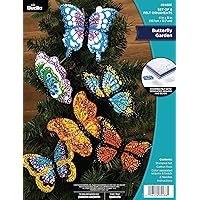 Bucilla Felt Applique 6 Piece Ornament Making Kit, Butterfly Garden, Perfect for DIY Arts and Crafts, 89488E