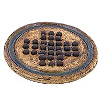 Handmade Decorative Ceramic Solitaire Board Game, Brown & Beige Colors, Diameter: 23cm (9
