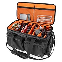 DJ Gig Bag, DJ Cable File Bag with Detachable Padded Bottom and Dividers,  Travel Gig Bag for Cords Sound Equipment DJ Gear Musician Accessories