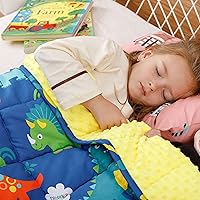 Uttermara Buzio Kids Weighted Blanket 7 lbs, Blue Dinosaur Park Reversible Heavy Blanket Great for Calming and Sleeping, 41x60 inches,