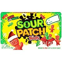 Sour Patch Kids Green & Red Christmas Holiday Gummy Candy - Gift Box, 3.1 Ounce