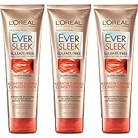 L'Oreal Paris Hair Care Eversleek Sulfate Free Keratin Caring Conditioner, 3 Count