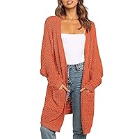 MEROKEETY Women's Oversized Long Batwing Sleeve Cardigan Waffle Knit Sweater Coat