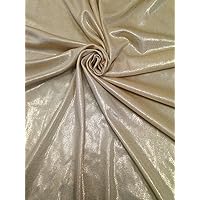 Gold Shiny Foil on Cream Stretch Lightweight Polyester Slinky Spandex Fabric by The Yard