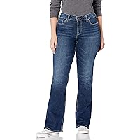 Silver Jeans Co. Women's Plus Size Suki Mid Rise Curvy Fit Slim Bootcut Jeans, Vintage Dark Wash, 16 Plus Tall