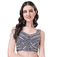 Premium Phantom Silk Saree Blouse For Women Indian Bollywood Blouse Embroidery And Mirror Work Blouse