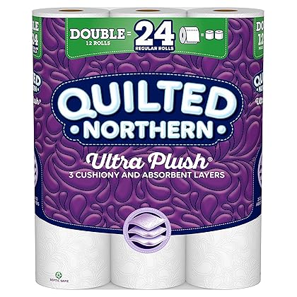 Quilted Northern Ultra Plush Toilet Paper, 12 Double Rolls, 12 = 24 Regular Rolls