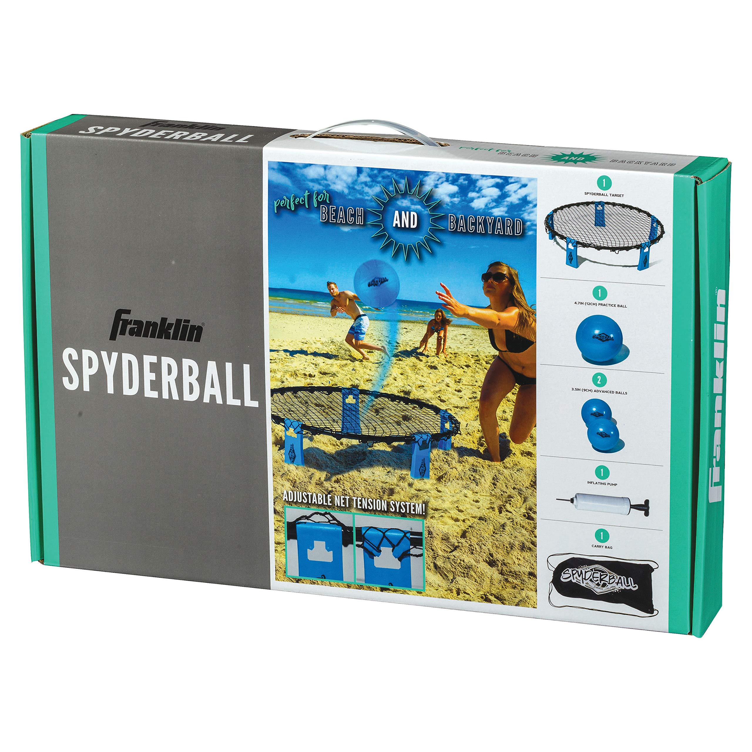 Franklin Sports Spyderball Game Set - Includes 3 Balls, Carrying Case and Rules - Played Outdoors, Indoors, Yard, Lawn, Beach - Durable Tight Net