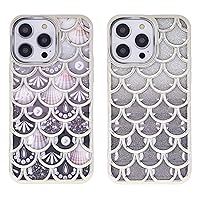 iPhone 15 Case for Girl, 3D Mermaid Cover, 2 Pieces Pattern Glitter/Shell, Cute for iPhone15 6.1 inch - Silver