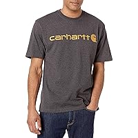 Carhartt Men's Loose Fit Heavyweight Short-Sleeve Logo Graphic T-Shirt,Carbon HeatherX-Large