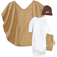 L'ovedbaby Unisex-Baby Newborn Nursing Shawl Gown Set with Cap