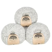 (Set of 3) Baby Alpaca Merino Wool Yarn [426 Yards Total] Light Grey, 4 Worsted