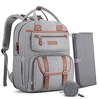 Maelstrom Diaper Bag Backpack,Baby Bag,23L-30L Expandable Diaper Backpack for Mom Dad,Travel Essentials Baby Bag with Changing Pad&Stroller Straps & Pacifier Bag,Gray