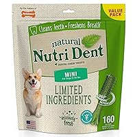 Nylabone Nutri Dent Dog Dental Treats - Natural Dog Teeth Cleaning & Breath Freshener - Dental Treats for Dogs - Fresh Breath Flavor, Mini (160 Count)