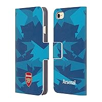 Head Case Designs Officially Licensed Arsenal FC Geometric Blue Crest and Gunners Logo Leather Book Wallet Case Cover Compatible with Apple iPhone 7/8 / SE 2020 & 2022