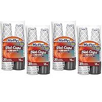 Hefty Disposable Hot Cups with Lids, 16 Ounce, 20 Count (Pack of 4), 80 Total