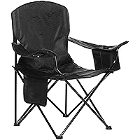 Amazon Basics Portable Camping Chair with 4-Can Cooler, Side Pocket, Cup Holder, and Carry Bag; Collapsible Chair for Camping, Tailgates, Beach, and Sports