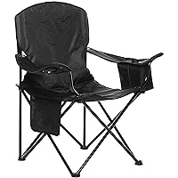 Amazon Basics Portable Camping Chair with 4-Can Cooler, Side Pocket, Cup Holder, and Carry Bag; Collapsible Chair for Camping, Tailgates, Beach, and Sports