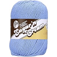 Lily 10201818083 Sugar 'N Cream Super Size Solid Yarn, 4oz, Gauge 4oz Medium, 100% Cotton, Big Ball - Cornflower - Machine Wash & Dry