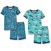 Amazon Essentials Unisex Kids' Snug-Fit Cotton Pajama Sleepwear Sets, Pack of 2, Under The Sea, 8