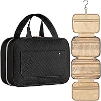 Large Toiletry Bag Travel Bag with Hanging Hook, Water-resistant Makeup Cosmetic Bag Travel Organizer for Accessories, Shampoo, Full Sized Container, Toiletries (Black)