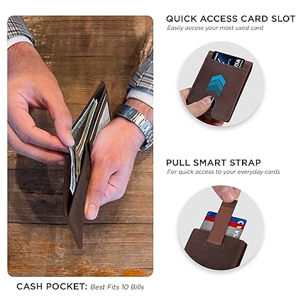 SERMAN BRANDS RFID Blocking Slim Bifold Genuine Leather Thin Minimalist Front Pocket Wallets for Men Billfold Wallet Men Gift