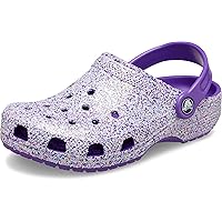 Crocs Kids Classic Glitter Clogs, Neon Purple/Multi, 4 US Unisex Toddler