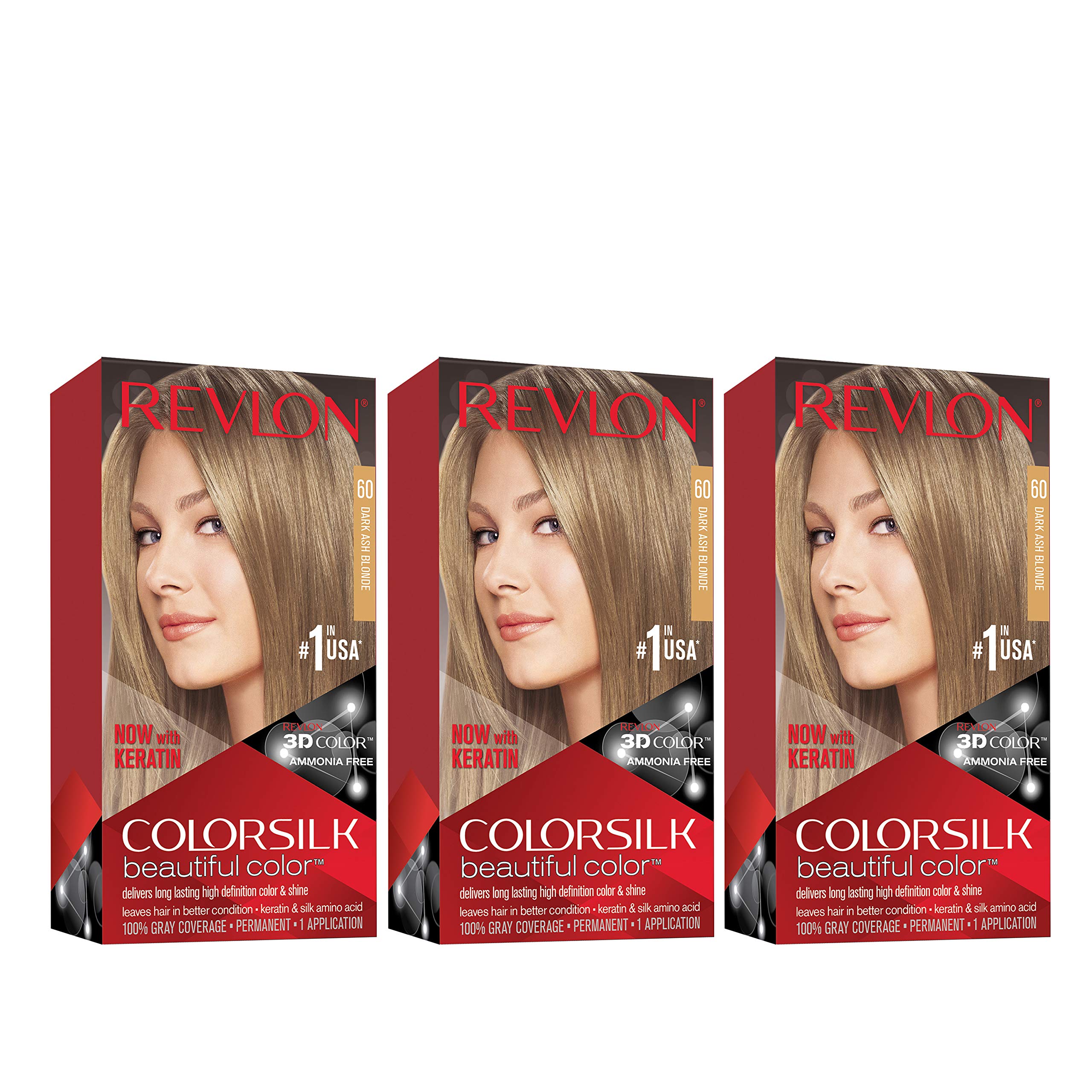 Mua Permanent Hair Color by Revlon, Permanent Hair Dye, Colorsilk with 100%  Gray Coverage, Ammonia-Free, Keratin and Amino Acids, 60 Dark Ash Blonde,   Oz (Pack of 3) trên Amazon Mỹ chính hãng 2023 | Fado