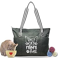Brooke & Jess Designs Cat Mom Tote Bag - Cat Lover Gifts for Women - Perfect Crazy Cat Themed Items