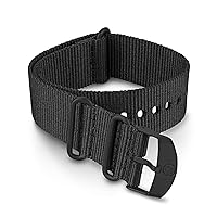 Timex 22mm Fabric Double-Layer Slip-Thru Strap – Black with Black Buckle