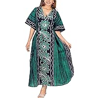 LA LEELA Women's Summer Loose Caftan Long Night Evening Gown Loungewear Dashiki House Dresses for Women