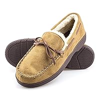 ArcticShield Mens Moccasins for Men - Micro Suede Upper with Soft Plush Lining - Indoor/Outdoor Durable Comfortable Slip On House Slippers for Men