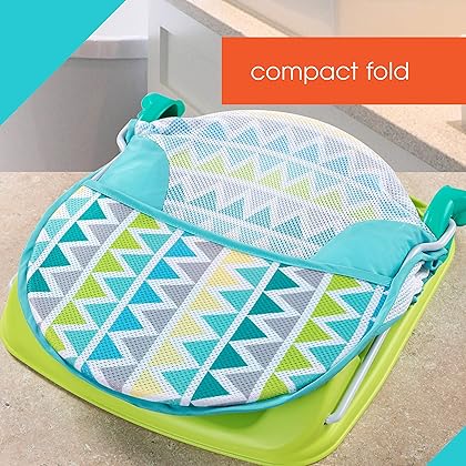 Summer Deluxe Baby Bather (Triangle Stripes) Bath Support for Use in the Sink or Bathtub Includes 3 Reclining Positions, 1 Count (Pack of 1)