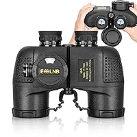 ESSLNB 10X50 Marine Binoculars for Boating with Illuminated Rangefinder and Compass IPX7 Waterproof Binoculars BAK4 Military Binoculars for Navigation Hunting with Strap and Carrying Bag