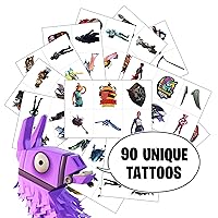 Video Game Party Favors by Citadel Black - Temporary Tattoos for Boys Birthday - 90 Tattoos - Battle Royale Birthday Parties