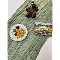 Cheesecloth Table Runner Terracotta 35x118in Wrinkle Gauze Table Runner 10ft for Wedding Party Decor Backdrop (SAGE Green)