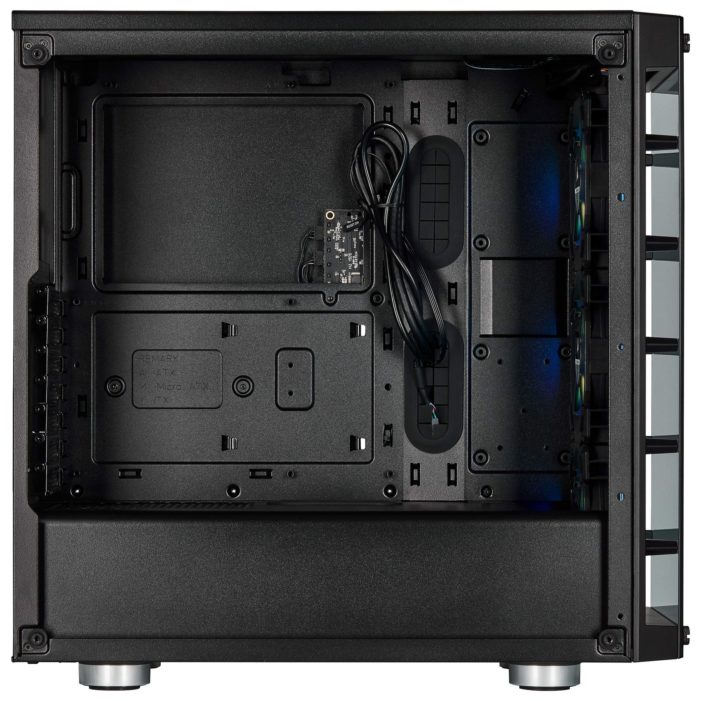 Corsair iCUE 465X RGB Mid-Tower ATX Smartes Gehäuse (Seiten und Frontscheibe aus gehärtetem Glas, 3 integrierte LL120 RGB Lüfter, vielseitige Kühloptionen) schwarz